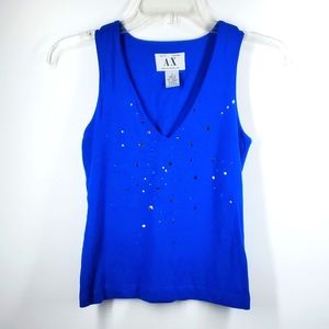 Armani Exchange Royal Blue Bling Tank Top S EUC
